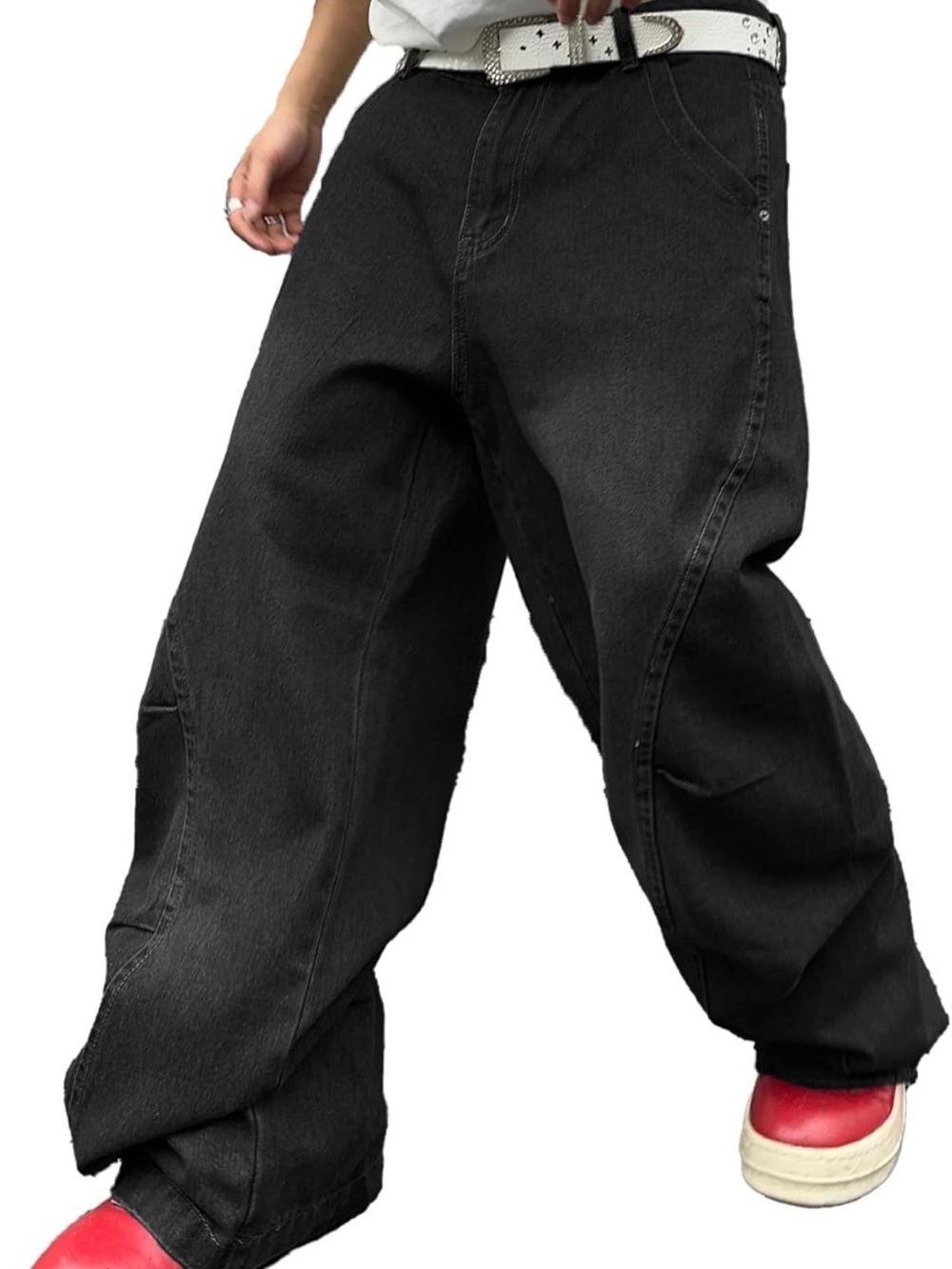 Black Wide-Leg Men’s Denim Jeans